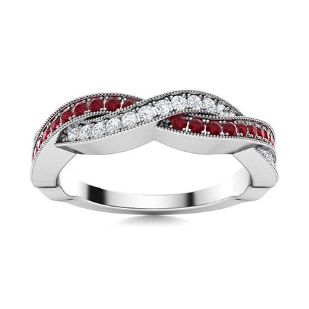 "Natural AAAA Ruby and Moissanite Wedding Ring for Women – Elegant 925 Silver Band with SI Diamond-Look Accents"