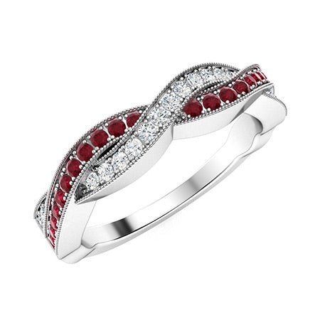 "Natural AAAA Ruby and Moissanite Wedding Ring for Women – Elegant 925 Silver Band with SI Diamond-Look Accents"
