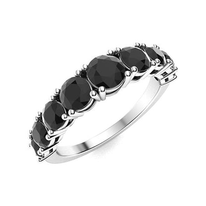 "Black Diamond and Moissanite Wedding Ring for Women – Elegant 925 Sterling Silver or Gold Band with Diamond-Look Brilliance"