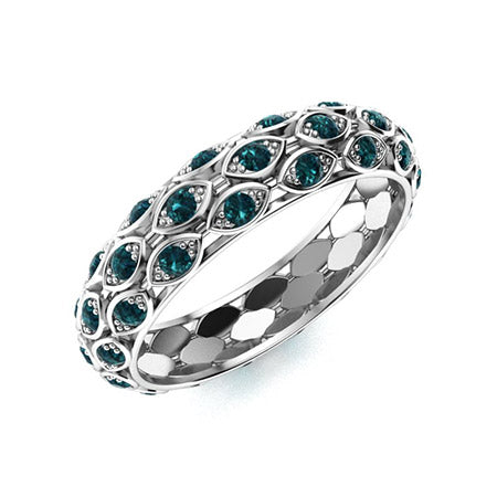 "Blue Diamond and Moissanite Wedding Ring for Women – Elegant Diamond-Look Band in 925 Sterling Silver, Yellow Gold, Rose Gold, or White Gold"
