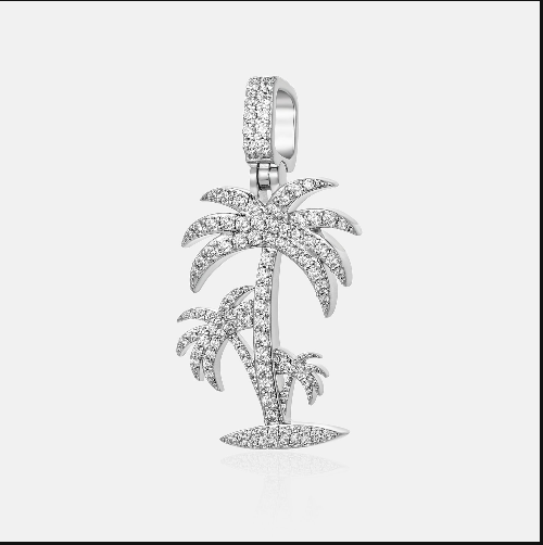 MW Luxury VVS Moissanite 925 Sterling Silver Palm Tree Pendant Hip Hop MW_P1020