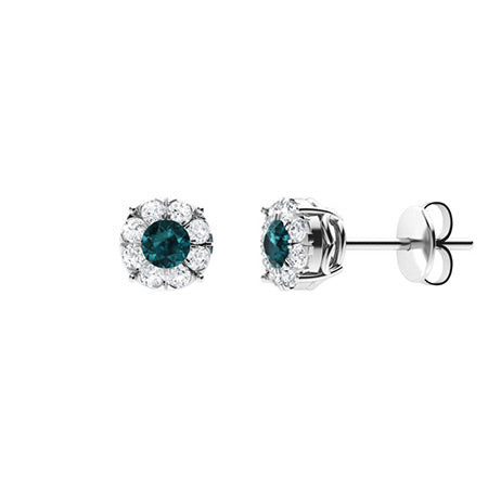 Blue Diamond and Moissanite Halo Earrings for Women – Dazzling Diamond-Look Studs in 925 Sterling Silver, Yellow Gold, Rose Gold, or White Gold