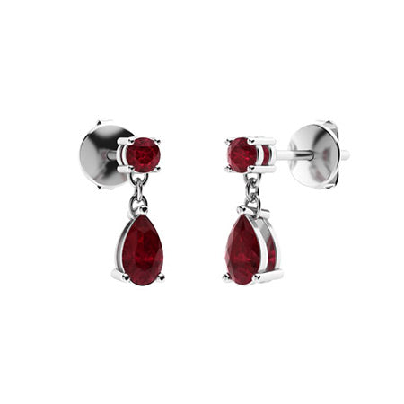 Natural AAAA Ruby and Moissanite Drop Earrings for Women – Elegant Diamond-Look Design in 925 Sterling Silver, Yellow Gold, Rose Gold, or White Gold