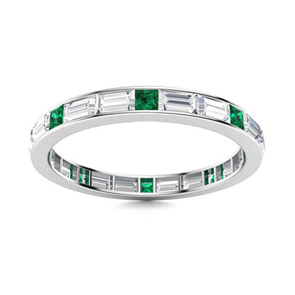 "Princess-Cut Natural AAAA Emerald and Moissanite Wedding Ring for Women – Elegant 925 Sterling Silver or Gold Band with VS Diamond-Look Accents"