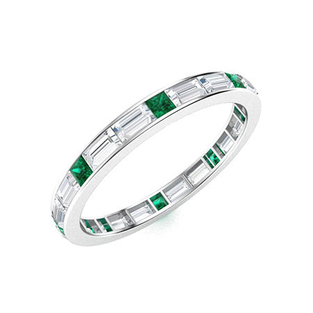 "Princess-Cut Natural AAAA Emerald and Moissanite Wedding Ring for Women – Elegant 925 Sterling Silver or Gold Band with VS Diamond-Look Accents"