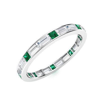 "Princess-Cut Natural AAAA Emerald and Moissanite Wedding Ring for Women – Elegant 925 Sterling Silver or Gold Band with VS Diamond-Look Accents"