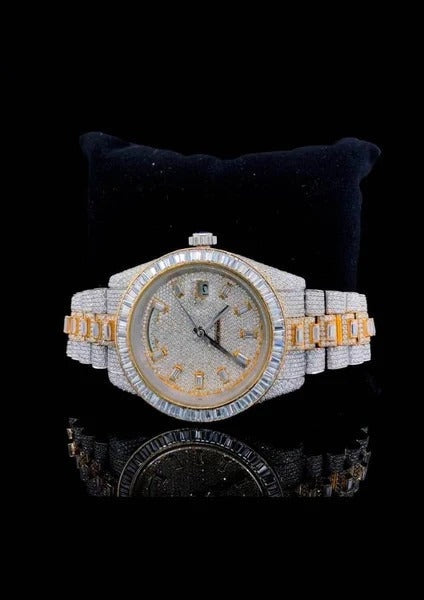 MW  Automatic Watch Dial Moissanite Iced Out Hip Hop Bust Down Watch  Studded Movement Watch Fully Iced out Watch MW_R1036