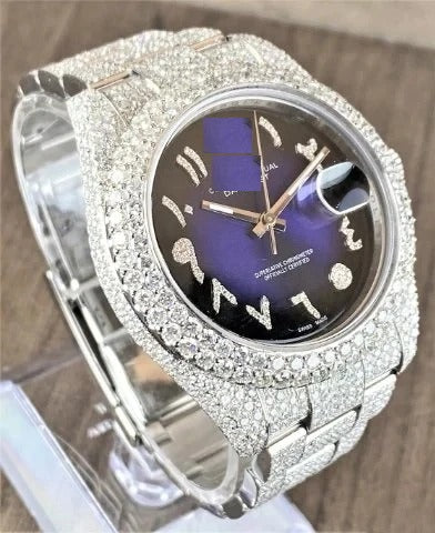 MW Fully Moissanite White Color Automatic Round Arabic  Dial Watch  Iced Out VVS  Diamond Hip Hop Bust Down Watch Movement Watch Fully Iced out Watch MW_R1048