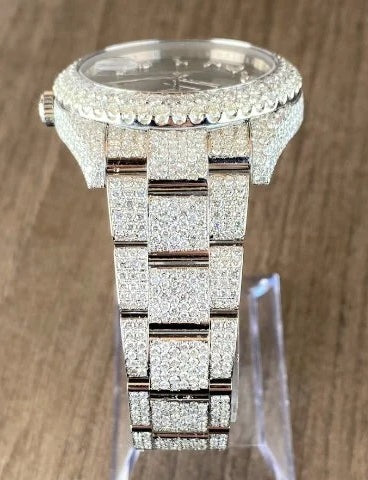 MW Fully Moissanite White Color Automatic Round Arabic  Dial Watch  Iced Out VVS  Diamond Hip Hop Bust Down Watch Movement Watch Fully Iced out Watch MW_R1048