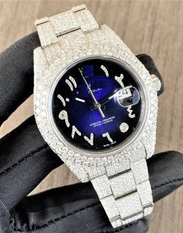 MW Fully Moissanite White Color Automatic Round Arabic  Dial Watch  Iced Out VVS  Diamond Hip Hop Bust Down Watch Movement Watch Fully Iced out Watch MW_R1048