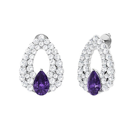 "Amethyst and Moissanite Chandelier Earrings for Women – Elegant Diamond-Look Dangle Design in 925 Sterling Silver, Yellow Gold, Rose Gold, or White Gold"
