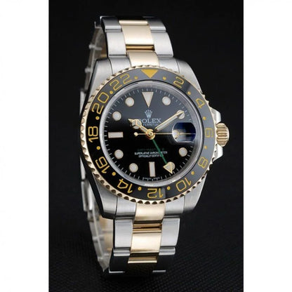 "Ro GMT-Master II 40mm Two-Tone Gold & Stainless Steel Black Dial Men’s Luxury Watch – Swiss ETA Automatic Movement 1:1 Super Clone Replica"
