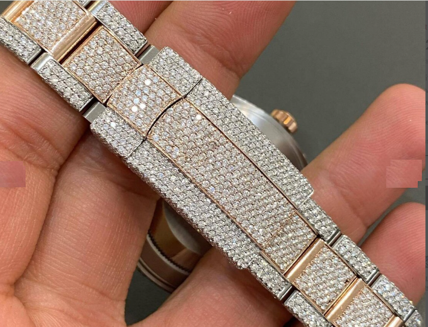 MW Fully  Luxury Arabic Dial Watch  Iced Out VVS Moissanite Stainless Steel  Diamond Hip Hop Bust Down Watch  Studded Watch Automatic Movement Watch Fully Iced out Watch MW_R1013