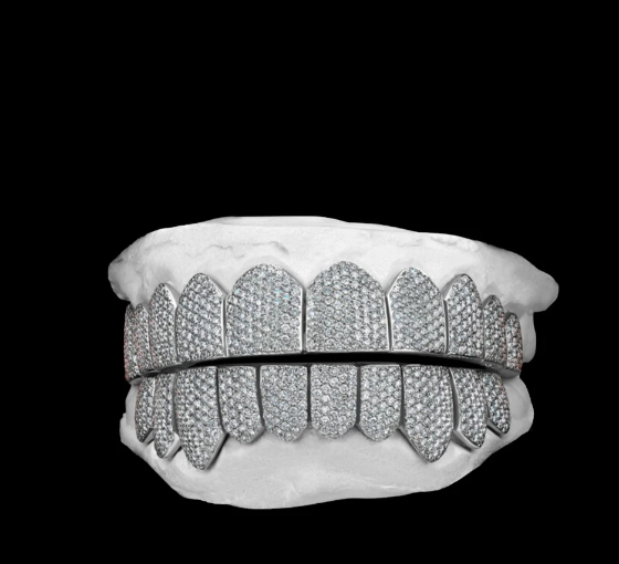 MW Lavish Shinny VVS Moissanite 925 Sterling Silver White Gold Plated Grillz Hip Hop MW_G1010