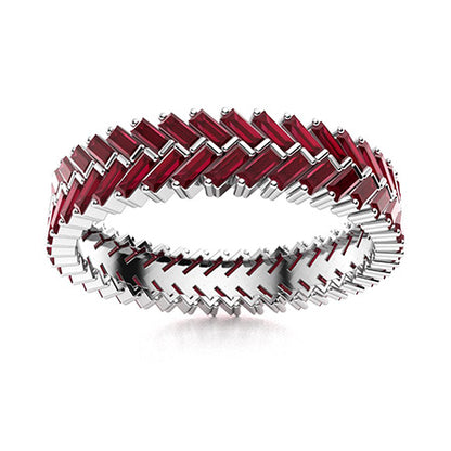 "Natural AAAA Ruby and Moissanite Wedding Ring for Women – Elegant Diamond-Look Band in 925 Silver, Yellow Gold, Rose Gold, or White Gold"