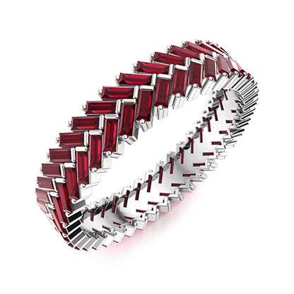 "Natural AAAA Ruby and Moissanite Wedding Ring for Women – Elegant Diamond-Look Band in 925 Silver, Yellow Gold, Rose Gold, or White Gold"