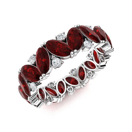 "Garnet and Moissanite Wedding Ring for Women – Elegant Diamond-Look Band in 925 Sterling Silver, Yellow Gold, Rose Gold, or White Gold