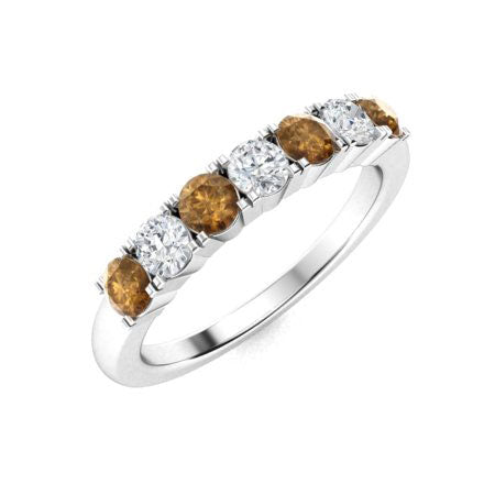 "Brown Diamond and Moissanite Wedding Ring for Women – Elegant 925 Sterling Silver or Gold Band with Diamond-Look Sparkle"