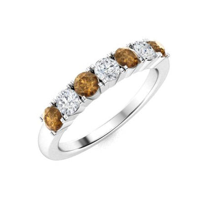 "Brown Diamond and Moissanite Wedding Ring for Women – Elegant 925 Sterling Silver or Gold Band with Diamond-Look Sparkle"