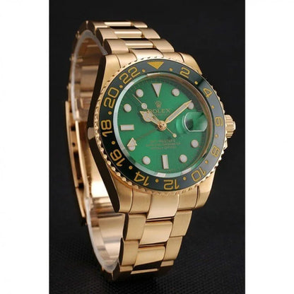 "Ro GMT-Master II 40mm Green Dial 116718 GSO Yellow Gold Luxury Watch – Swiss ETA Automatic 1:1 Super Clone Replica"