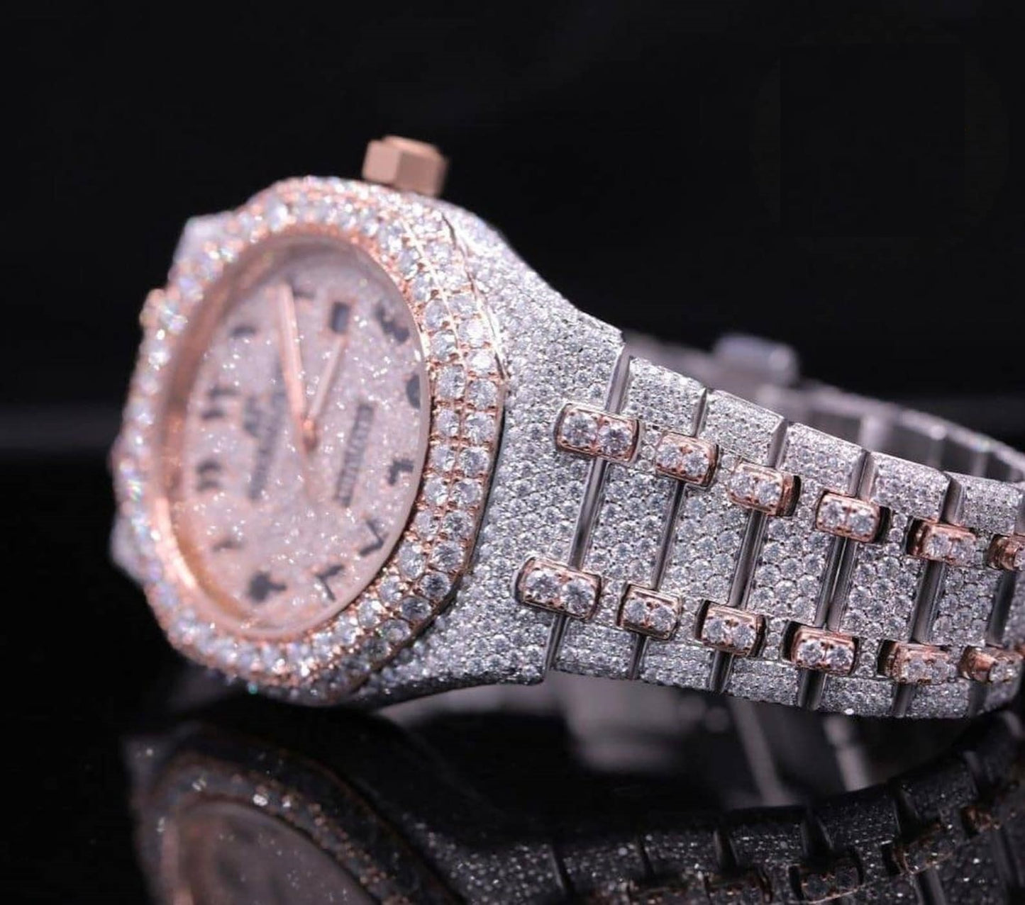 MW Unique Arabic Dial VVS Moissanite Bust Down  Watch Iced Out Hip Hop Watch MW_AP1059