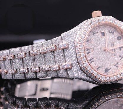 MW Unique Arabic Dial VVS Moissanite Bust Down  Watch Iced Out Hip Hop Watch MW_AP1059