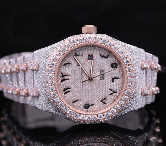 MW Unique Arabic Dial VVS Moissanite Bust Down  Watch Iced Out Hip Hop Watch MW_AP1059