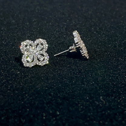 MW Luxury VVS Moissanite 925 Sterling Silver Rose Shape Studs Hip Hop Bust Down MW_SE1019