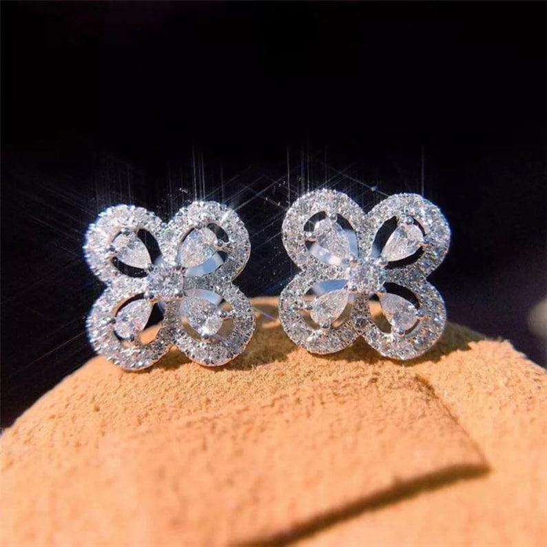 MW Luxury VVS Moissanite 925 Sterling Silver Rose Shape Studs Hip Hop Bust Down MW_SE1019