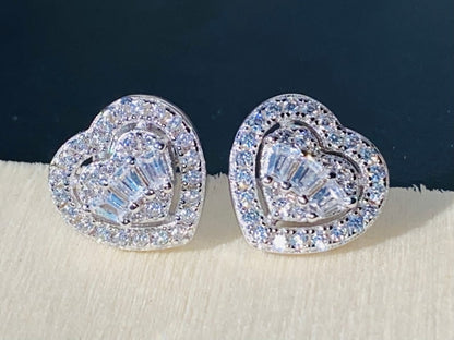 MW Lavish Shinny VVS Moissanite 925 Sterling Silver Heart Shape Earring Hip Hop Bust Down MW_SE1009