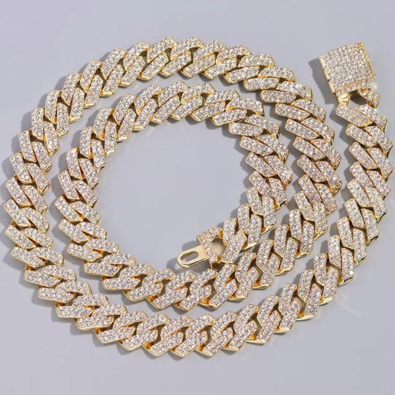 MW Classic VVS Moissanite 925 Sterling Silver 19MM Four Row Cuban Link Chain Hip Hop MW_CB1007