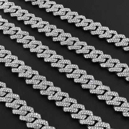 MW Classic VVS Moissanite 925 Sterling Silver 19MM Four Row Cuban Link Chain Hip Hop MW_CB1007