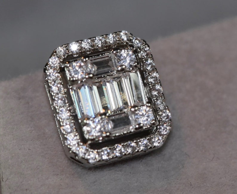 MW Lavish Shinny VVS Moissanite 925 Sterling Silver Baguette Square Shape Hip Hop Bust Down MW_SE1011