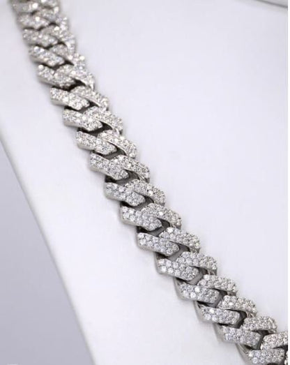 MW Luxury VVS Moissanite 925 Sterling Silver 20MM Four Row Cuban Link Chain Hip Hop MW_CB1010