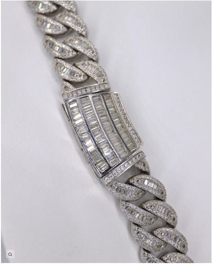 MW Luxury VVS Moissanite 925 Sterling Silver 21MM Four Row Cuban Link Chain Hip Hop MW_CB1008