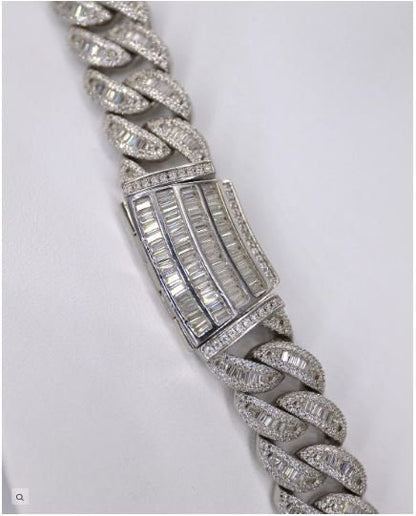 MW Luxury VVS Moissanite 925 Sterling Silver 21MM Four Row Cuban Link Chain Hip Hop MW_CB1008