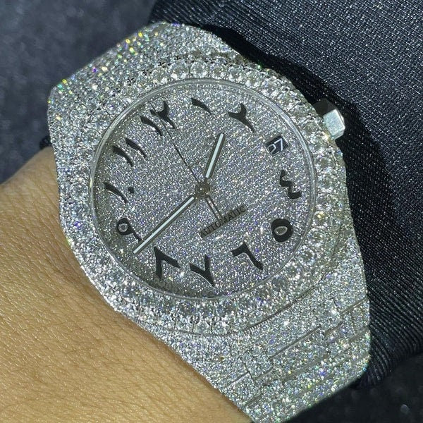 MW Unique Arabic Dial VVS Moissanite Premium Bust Down Watch Iced Out Hip Hop Watch MW_AP1023