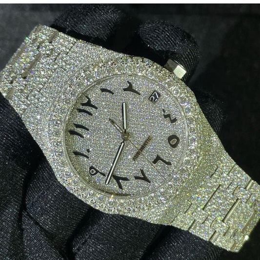 MW Unique Arabic Dial VVS Moissanite Premium Bust Down Watch Iced Out Hip Hop Watch MW_AP1023