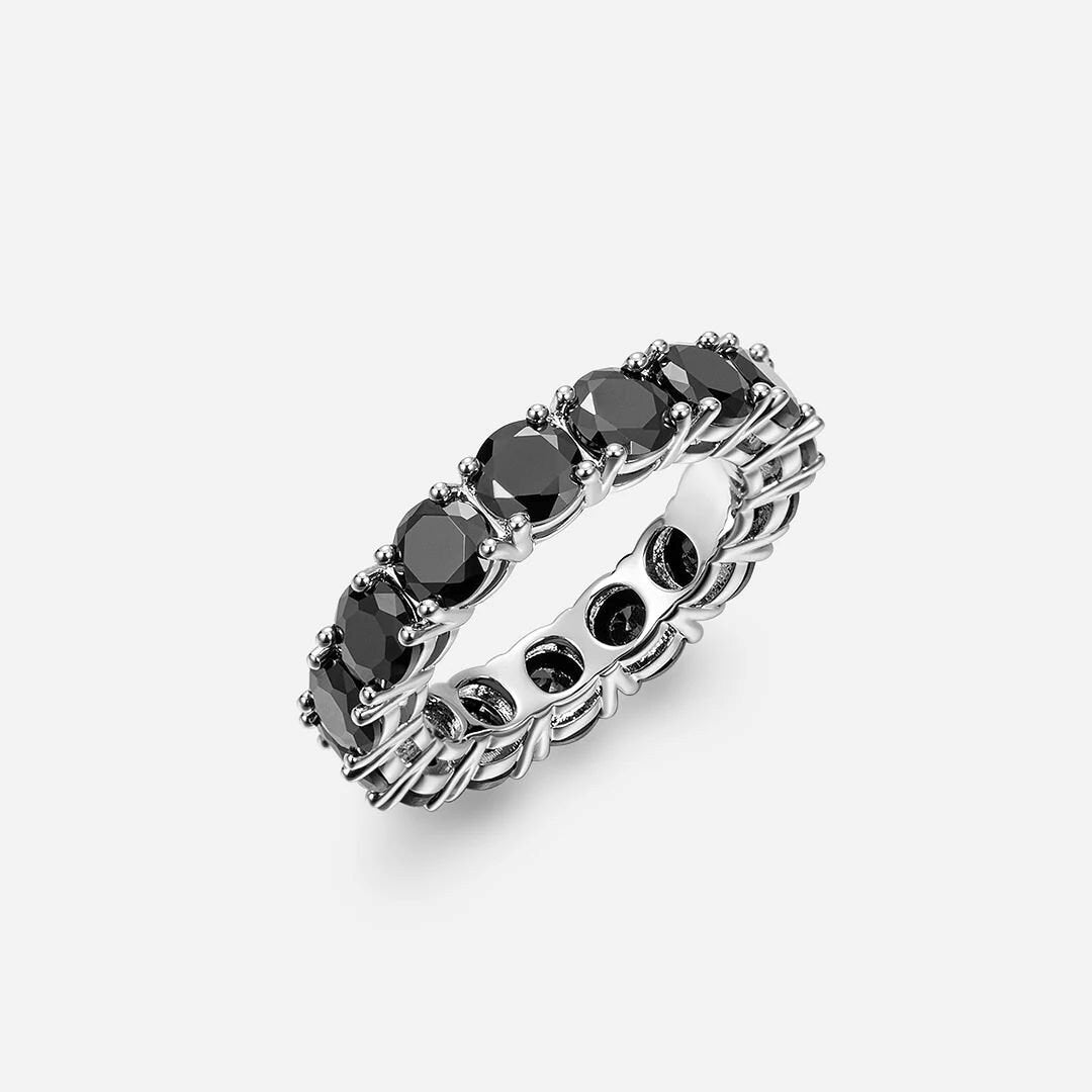 MW Gorgeous VVS Moissanite 925 Sterling Silver Black Eternity Ring Hip Hop MW_R1035