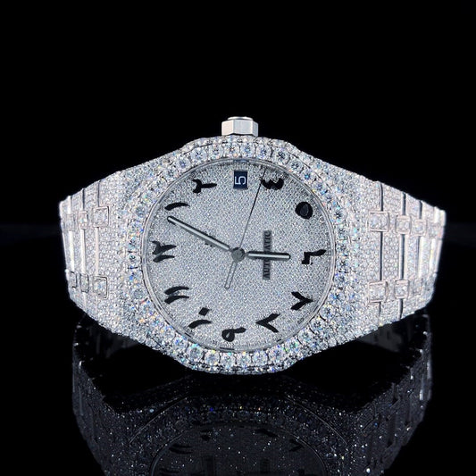 MW Lavish Shinny Arabic Dial VVS Moissanite Stainless Watch Hip Hop MW_AP1006