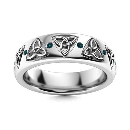 "Blue Diamond and Moissanite Ring for Women – Bold 925 Silver Statement Band with Diamond-Look Brilliance"