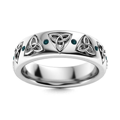 "Blue Diamond and Moissanite Ring for Women – Bold 925 Silver Statement Band with Diamond-Look Brilliance"