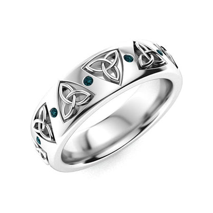 "Blue Diamond and Moissanite Ring for Women – Bold 925 Silver Statement Band with Diamond-Look Brilliance"