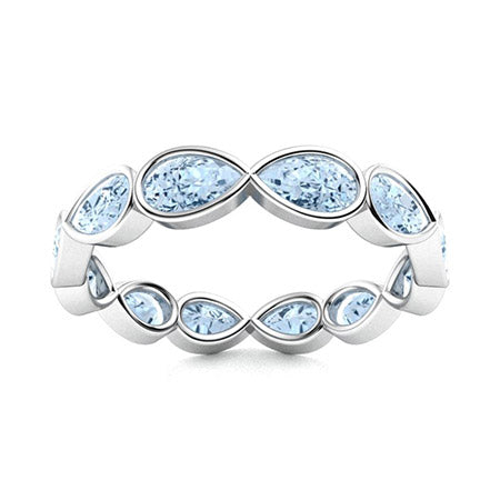 "Natural AAAA Aquamarine and Moissanite Wedding Ring for Women – Sparkling Diamond-Look Band in 925 Sterling Silver, Yellow Gold, Rose Gold, or White Gold"