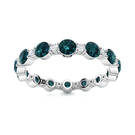 "Blue Diamond and Moissanite Wedding Ring for Women – Elegant 925 Silver Band with Diamond-Look Sparkle"