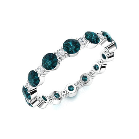 "Blue Diamond and Moissanite Wedding Ring for Women – Elegant 925 Silver Band with Diamond-Look Sparkle"