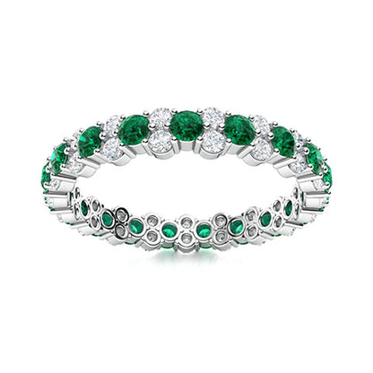 "Natural AAAA Emerald and Moissanite Wedding Ring for Women – Elegant Diamond-Look Band in 925 Sterling Silver or Gold Finish"