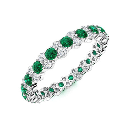 "Natural AAAA Emerald and Moissanite Wedding Ring for Women – Elegant Diamond-Look Band in 925 Sterling Silver or Gold Finish"