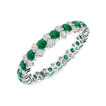 "Natural AAAA Emerald and Moissanite Wedding Ring for Women – Elegant Diamond-Look Band in 925 Sterling Silver or Gold Finish"