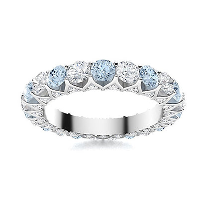 "Natural AAAA Aquamarine and Moissanite Wedding Ring for Women – Elegant Diamond-Look Band in 925 Silver, Yellow Gold, Rose Gold, or White Gold"